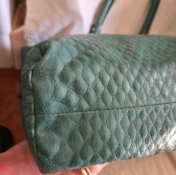 Kate Landry Elegant Teal Leather Tote Bag EUC - Picture 8 of 9